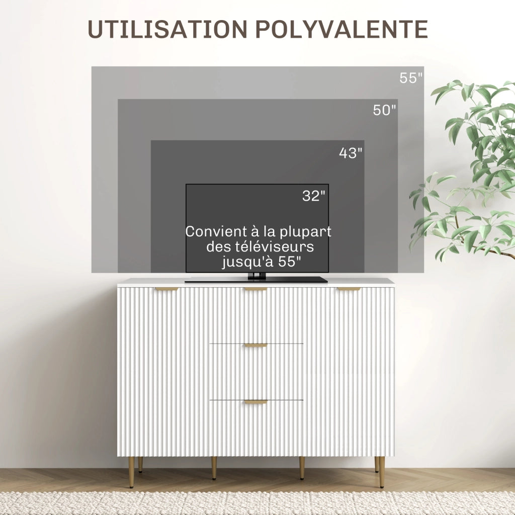 Buffet con 3 cassetti e ante ¨C zephmum ¨C bianco 120x40x90