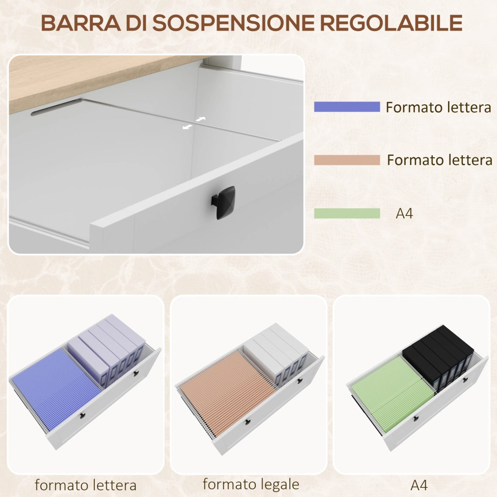 Armadietto con 2 Cassetti per Cartelle A4 ¨C zephmum ¨C Bianco 76x40x76cm