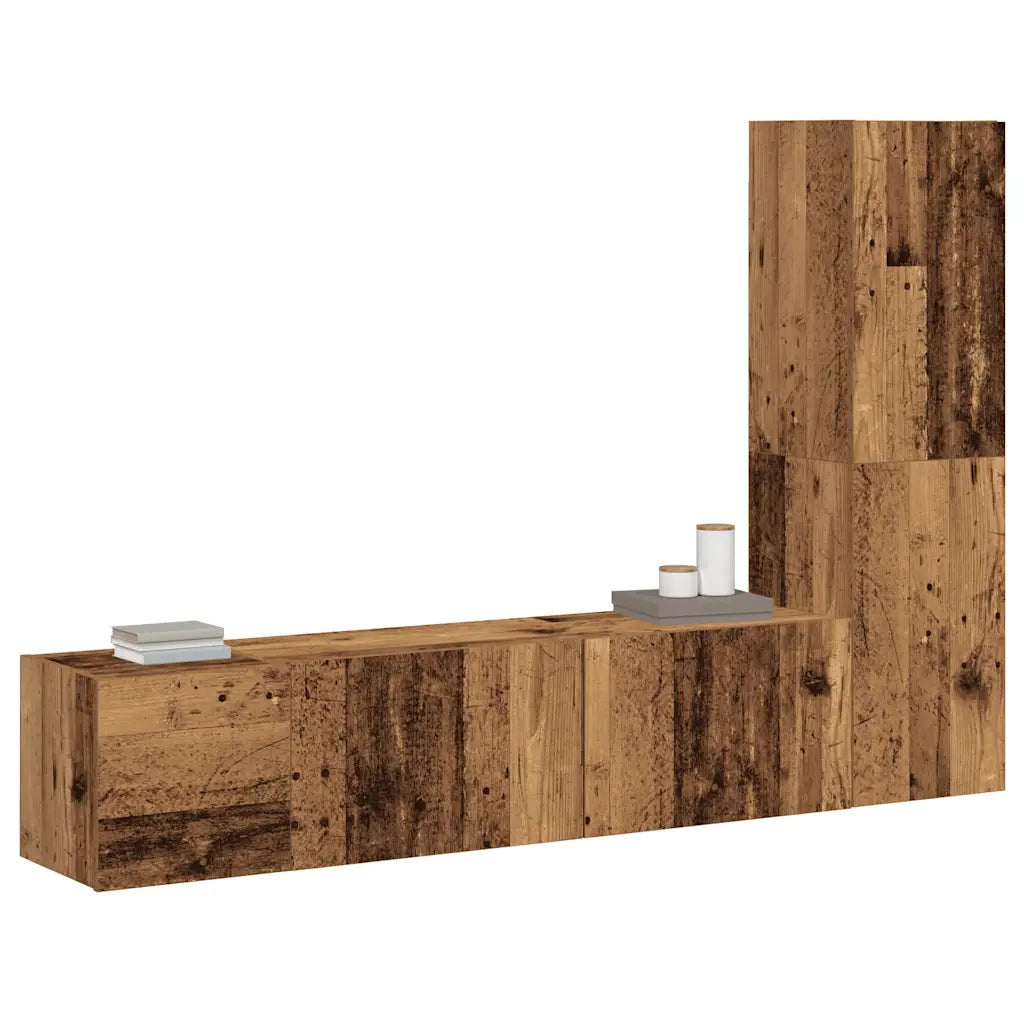 Mobili TV a Parete 3 pz Legno Antico in Legno Multistrato 3328961