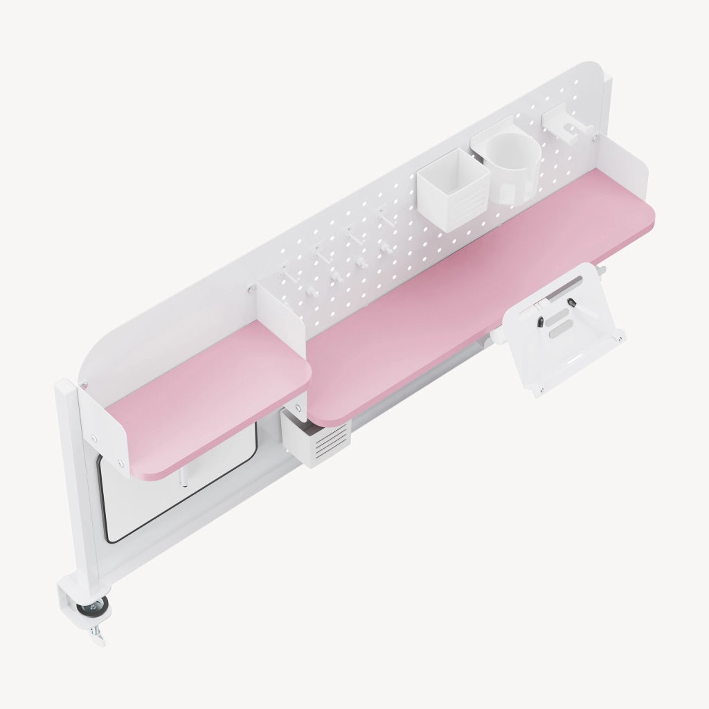 Organizzatore Sauda Pannello Forato da Scrivania con Morsetti 114x68 cm - Bianco/Rosa [en.casa]