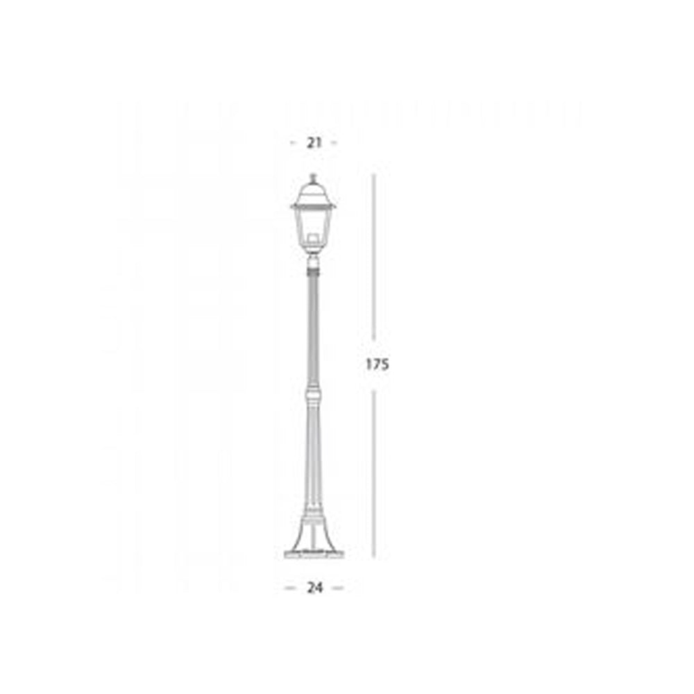 Palo Da Esterno Contemporaneo H175Cm Quadrata Alluminio E Vetro Nero 1 Luce E27
