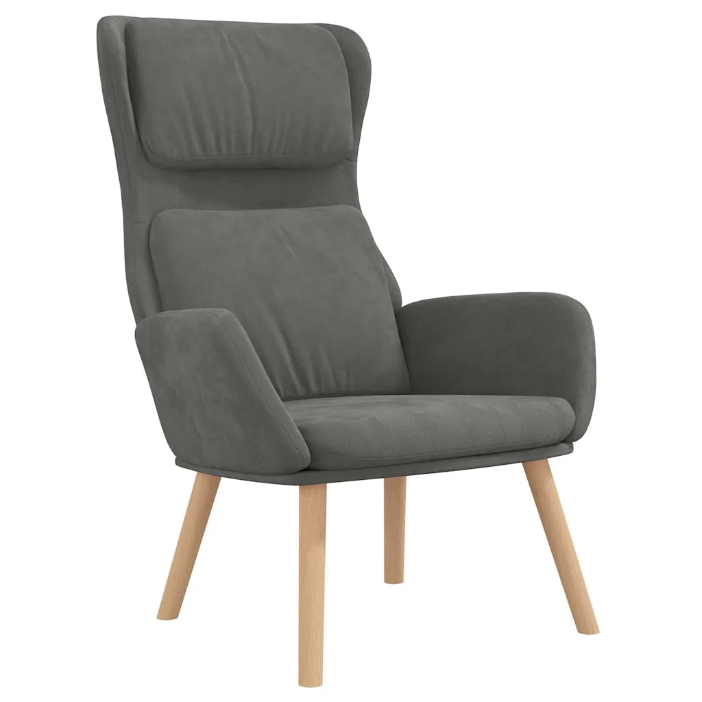 Divano Sedia-Poltrona Relax con Poggiapiedi Grigio Scuro in Velluto 430124