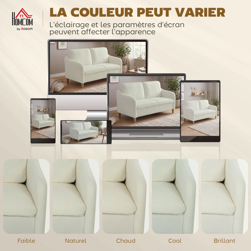 Divano 2 posti in tessuto con cuscini ¨C zephmum ¨C 137x69x82 cm crema