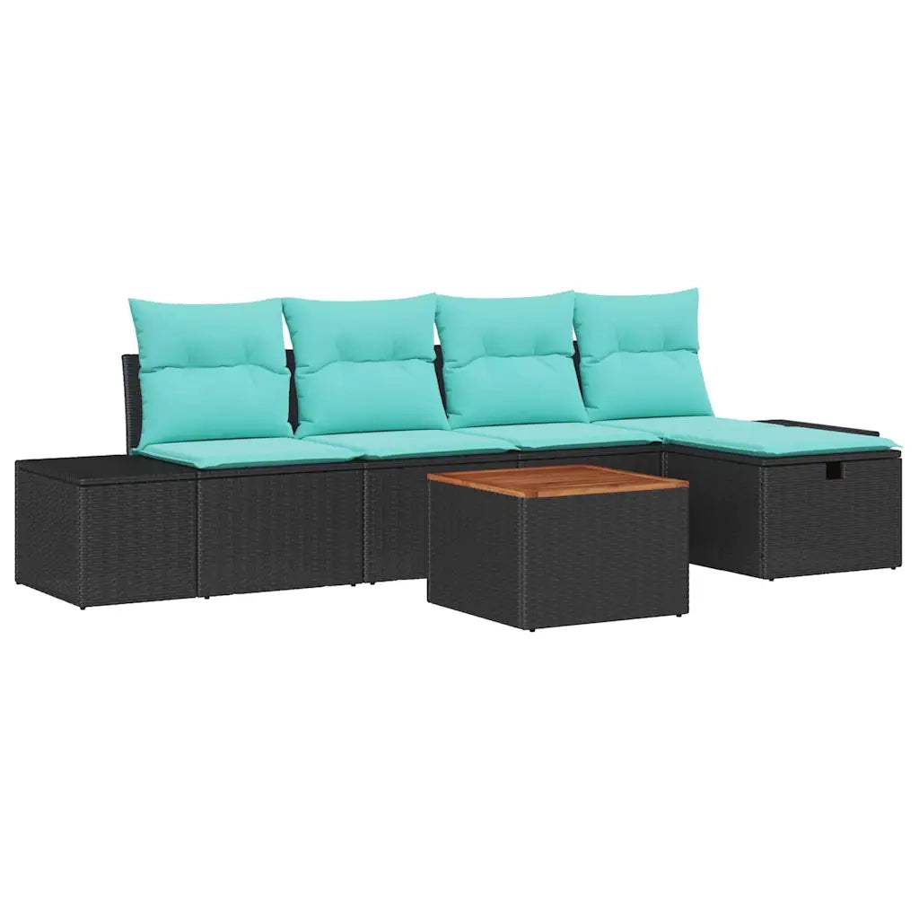 Set Divano da Giardino 6 pz Nero Poly Rattan 3360924