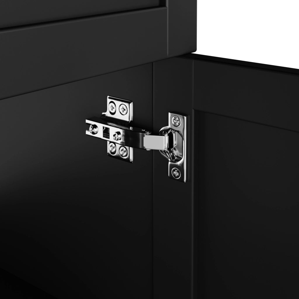 Mobile lavabo bagno freestanding nero 76x47x86 cm con lavello in ceramica e 3 cassetti