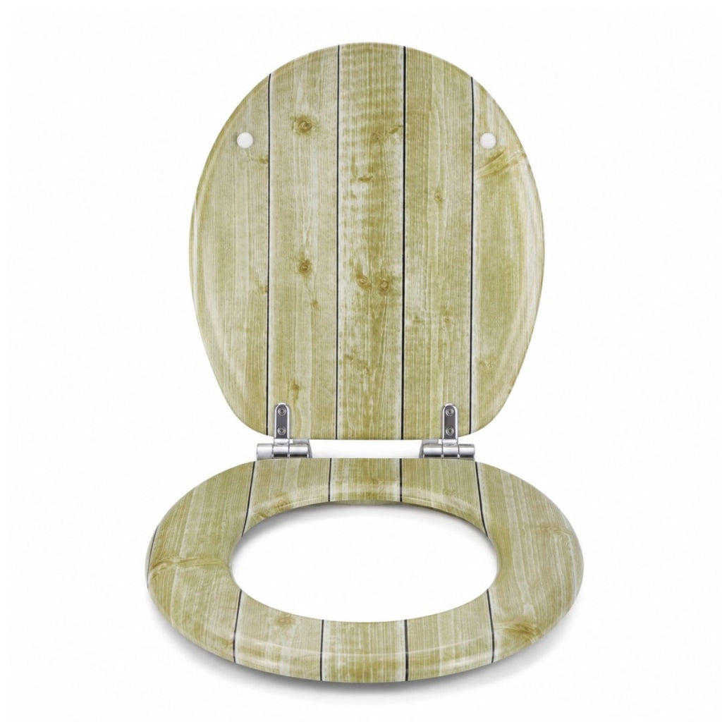 Sedile wc copri vater universale frizionato fantasia in mdf chiusura rallentata *** fantasia wood, confezione 1