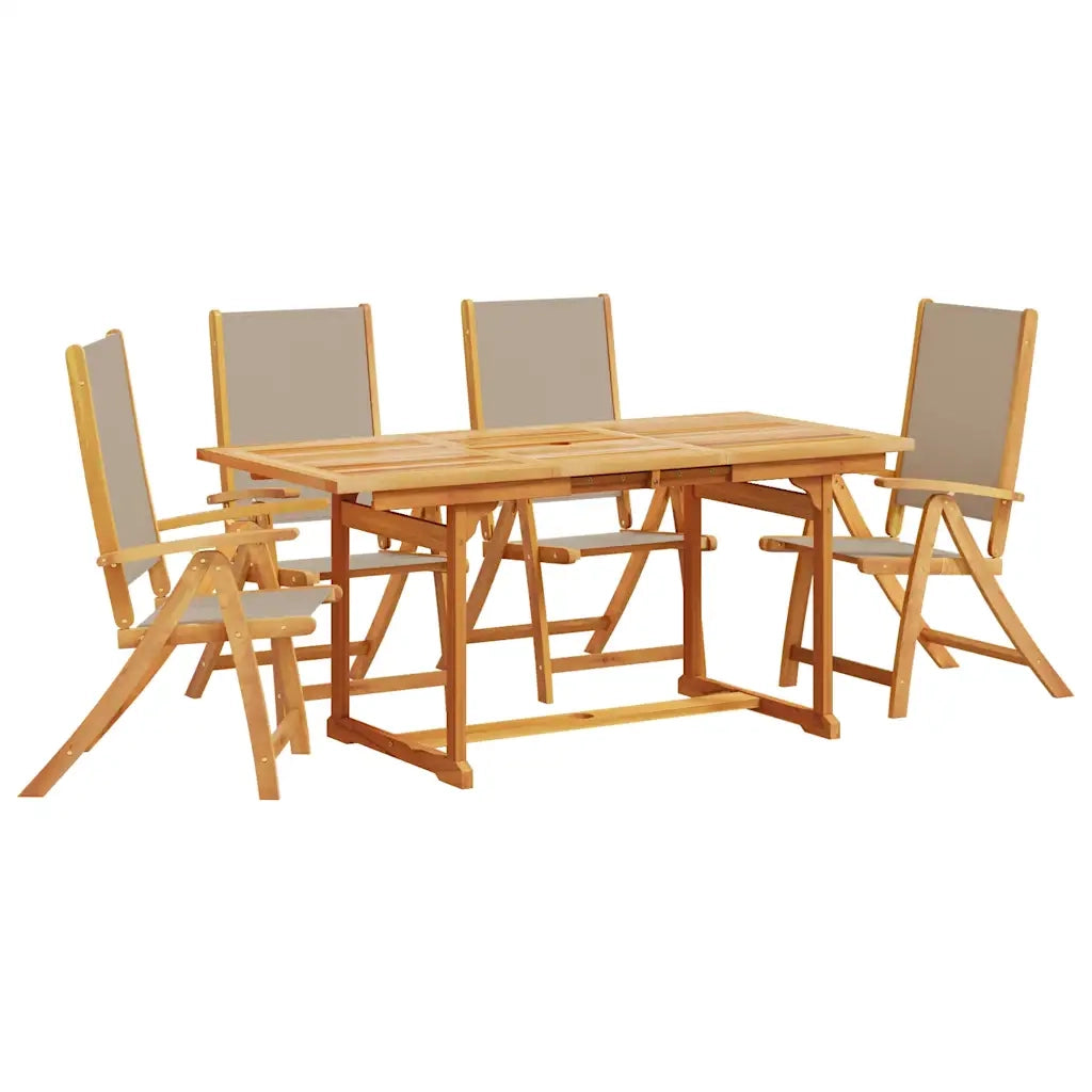 Set Pranzo da Giardino 5pz Legno Massello di Acacia e Textilene 3279324