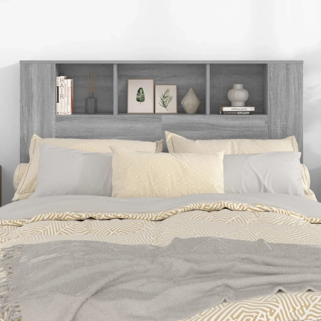 Testiera con Scomparti-Testata con Ripiani Grigio Sonoma 140x18,5x104,5 cm