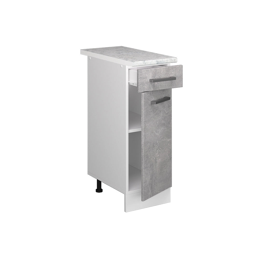 Mobiletto base per cucina R-Line Calcestruzzo/Bianco 30 cm, PL Marmo Vicco
