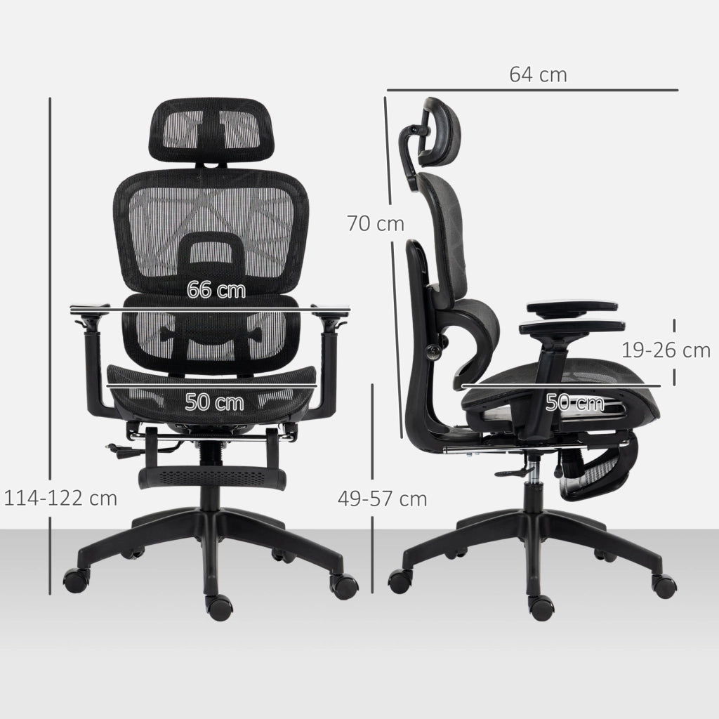 Sedia da ufficio ergonomica in rete con poggiapiedi