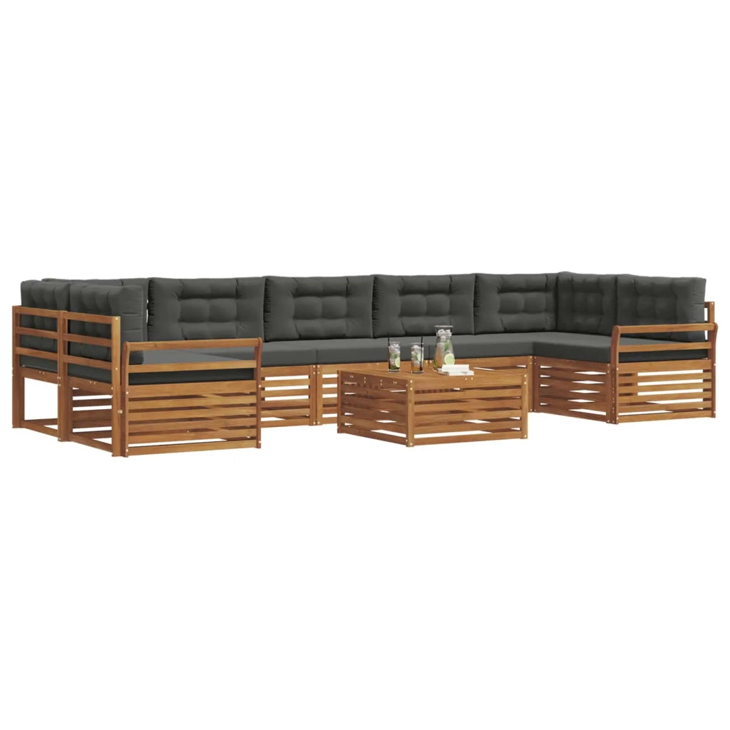 Set di divani da esterno con cuscino 8 pcs Naturale e Antracite 3373182