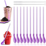 Riciclabili bastoncini di canna - 10 pezzi bastoncini da stropicciare per tè di boba colorati per cocktail smoothie di latte freddo caffè freddo