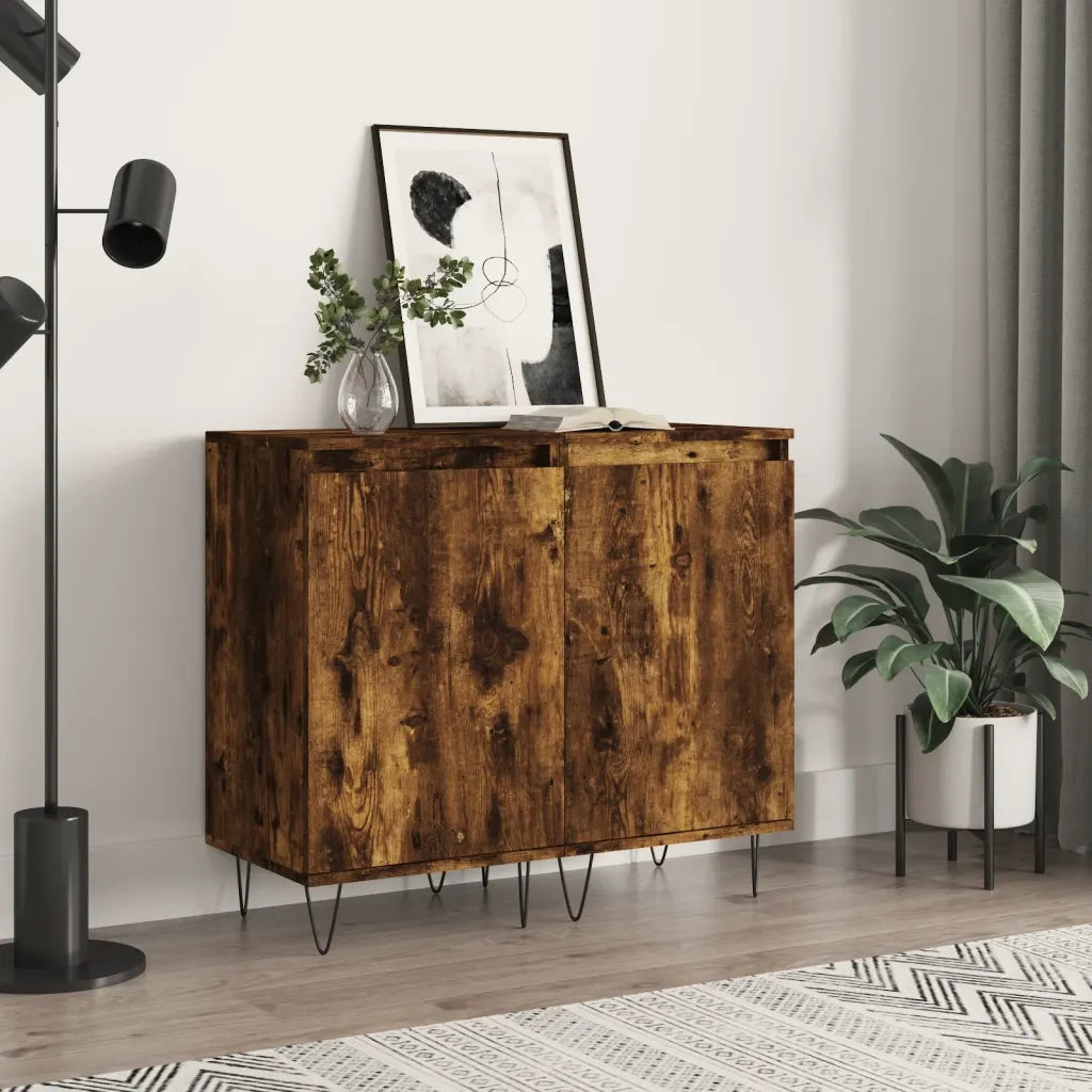 Credenze 2 pz | Madia | Buffet da pranzo | Armadio da pranzo Rovere Fumo 40x35x70 cm in Legno Multistrato