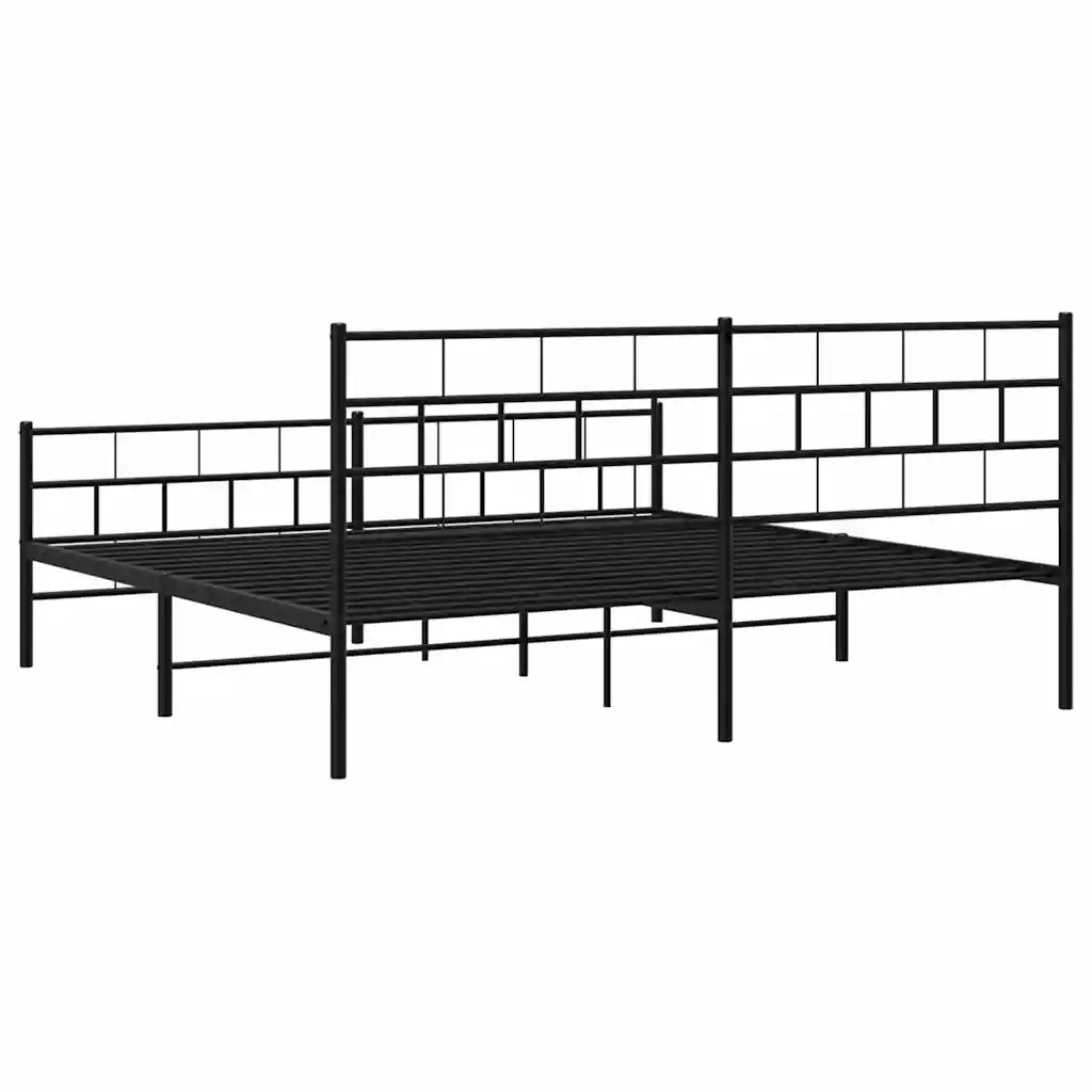 Giroletto con Testiera e Pediera-Struttura Letto Metallo Nero 193x203 cm 777680