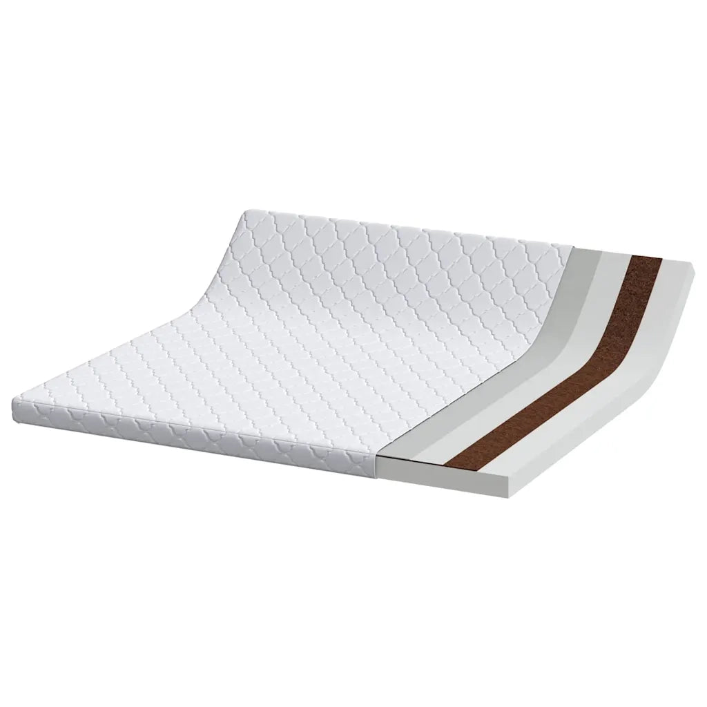 vidaXL Materasso con Strato di Cocco Bianco 200 x 200 cm Schiuma PU