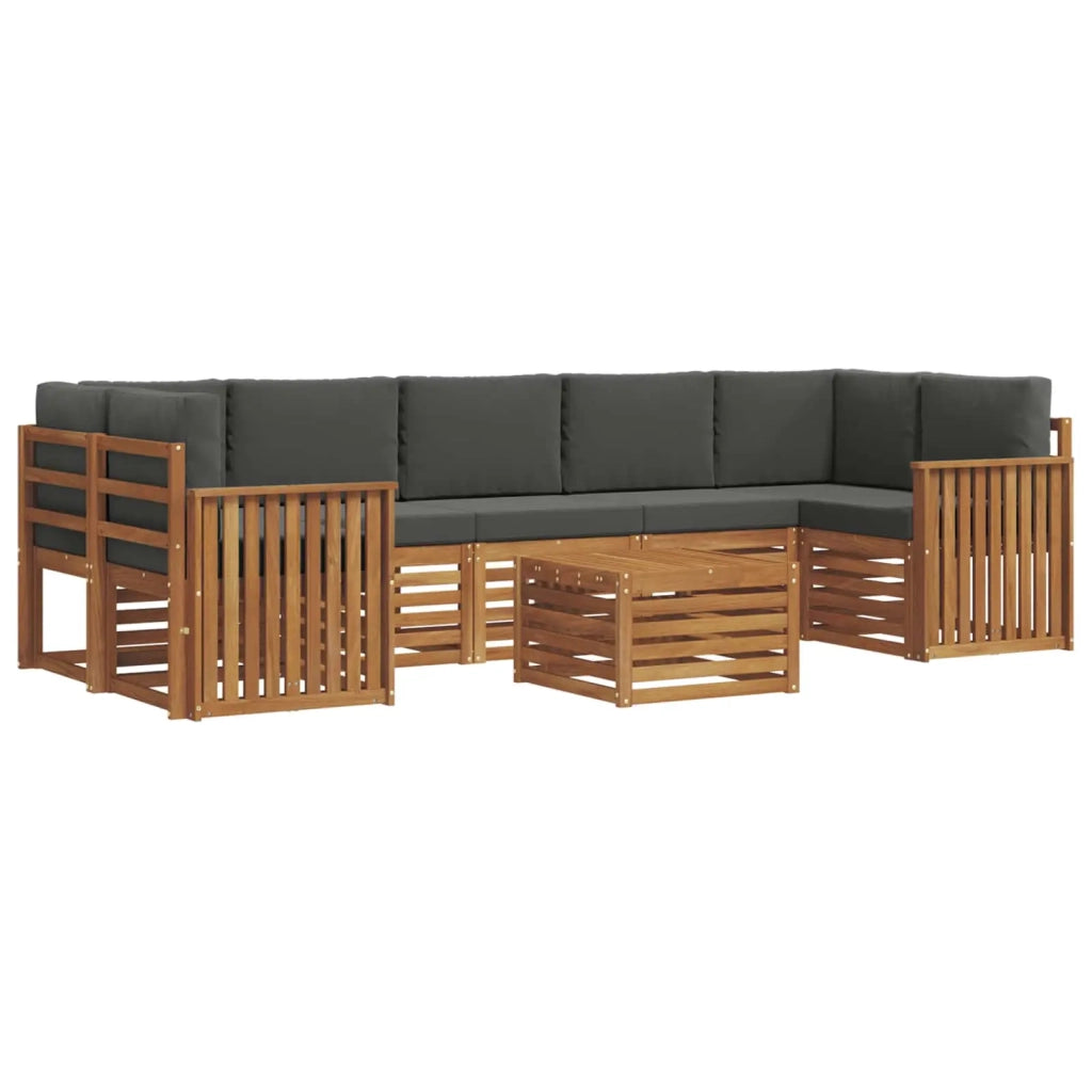 Set di divani da esterno con cuscino 8 pcs Naturale e Antracite