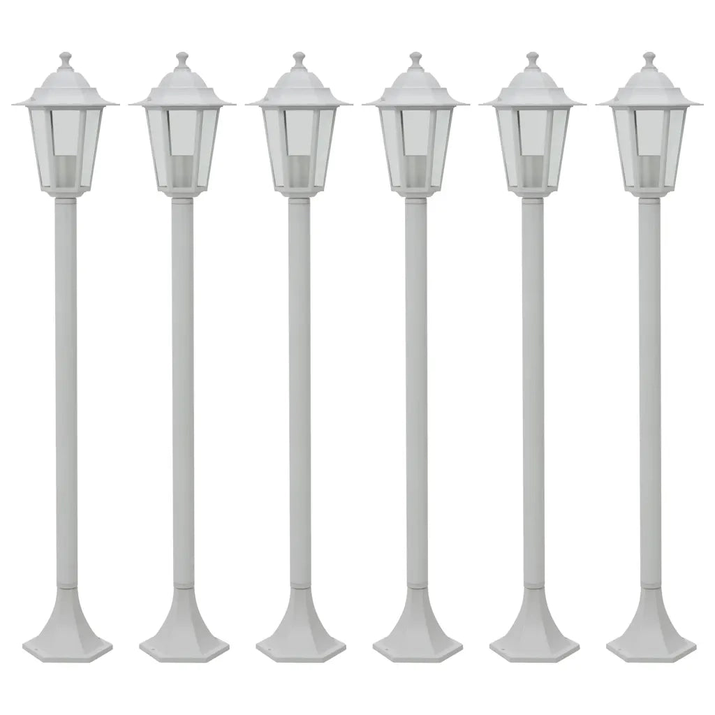 Lampioni da Giardino 6 pz E27 110 cm in Alluminio Bianco 44215
