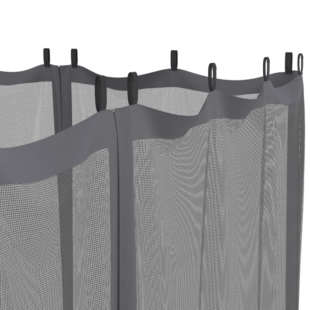 IDMarket - Set di 4 zanzariere 3x4 grigie con cerniera per pergola + ganci
