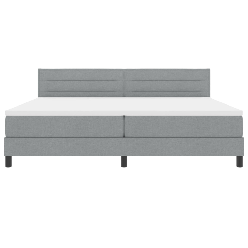 Letto a molle con materasso e LED Grigio chiaro 200x200 cm Tessuto