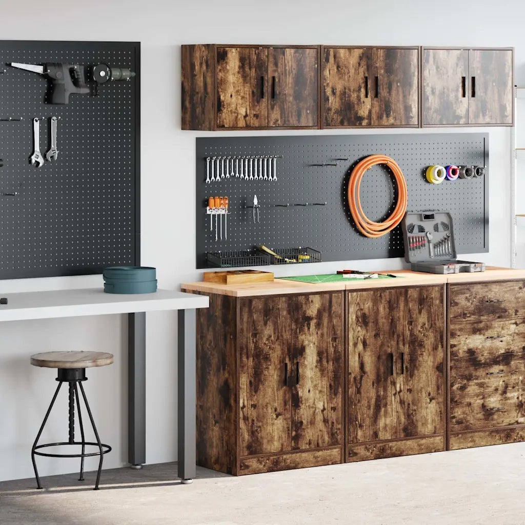 Armadi da Garage 2 pz Rovere Fumo in Legno Multistrato 3328309