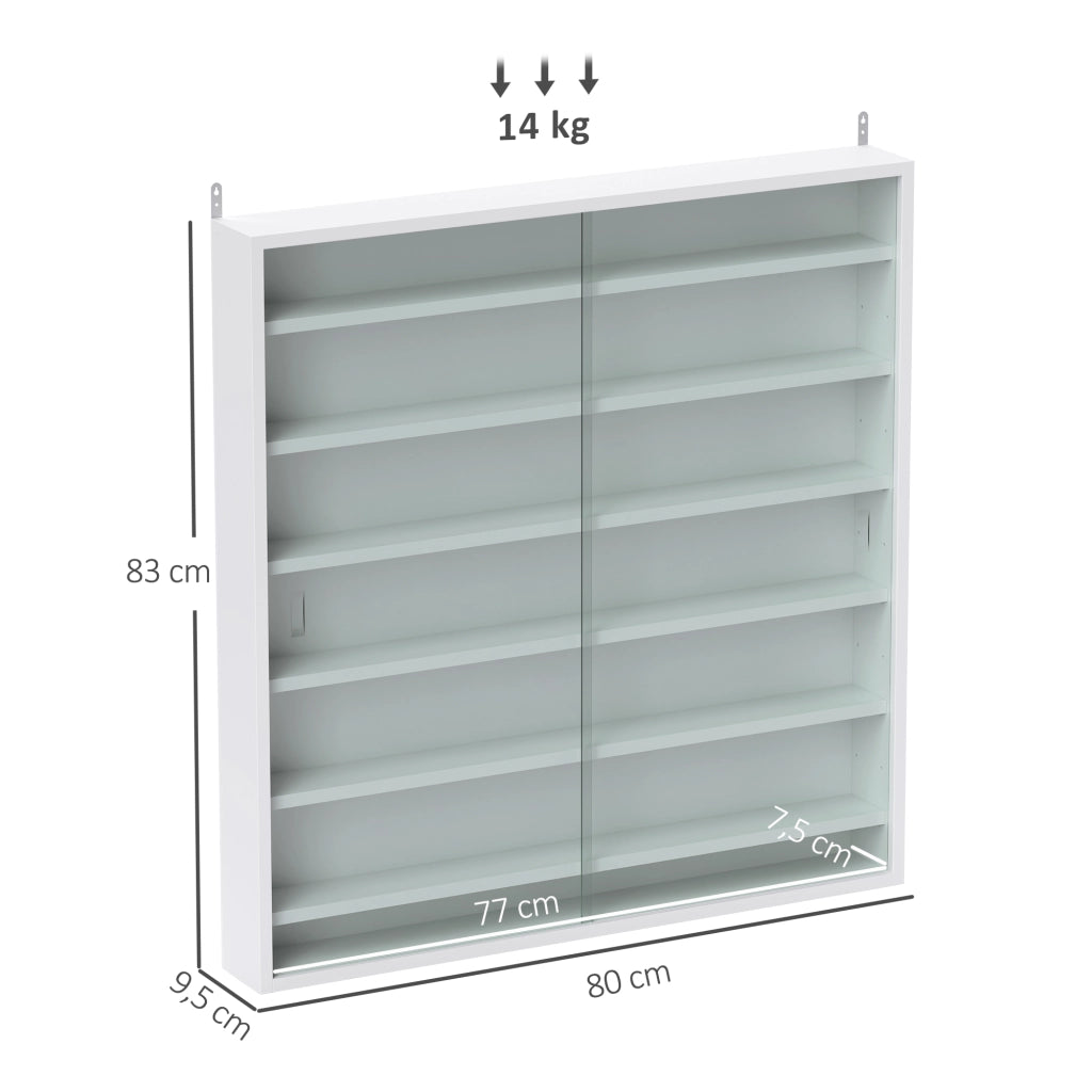 Libreria con ante in vetro ¨C zephmum ¨C Bianco 80x9.5x83 cm