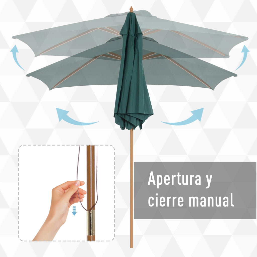 Ombrellone da Giardino in Legno ¨C zephmum ¨C Verde ?250x230cm