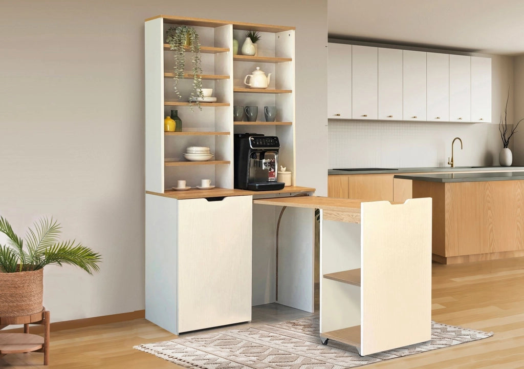 Portacaffè in legno "Flexa" - 100 x 45 x 190 cm - Crema