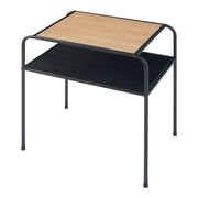 Tavolino con piano rettangolare e ripiano in metallo MDF 55 x 51 x 36 cm effetto rovere nero 03_0010918