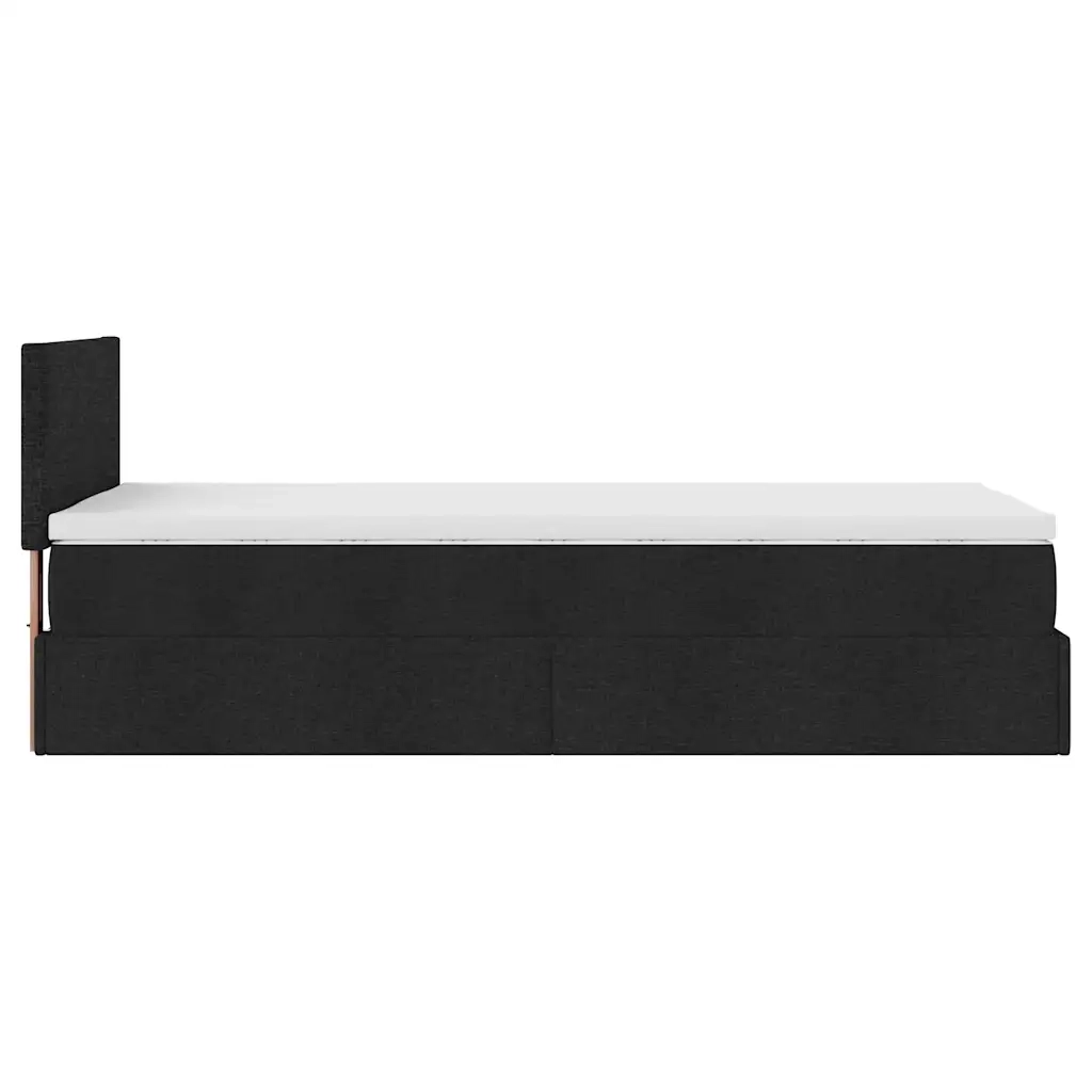 Struttura Letto Pouf con Materasso Nero 80x200 cm in Tessuto 3311333