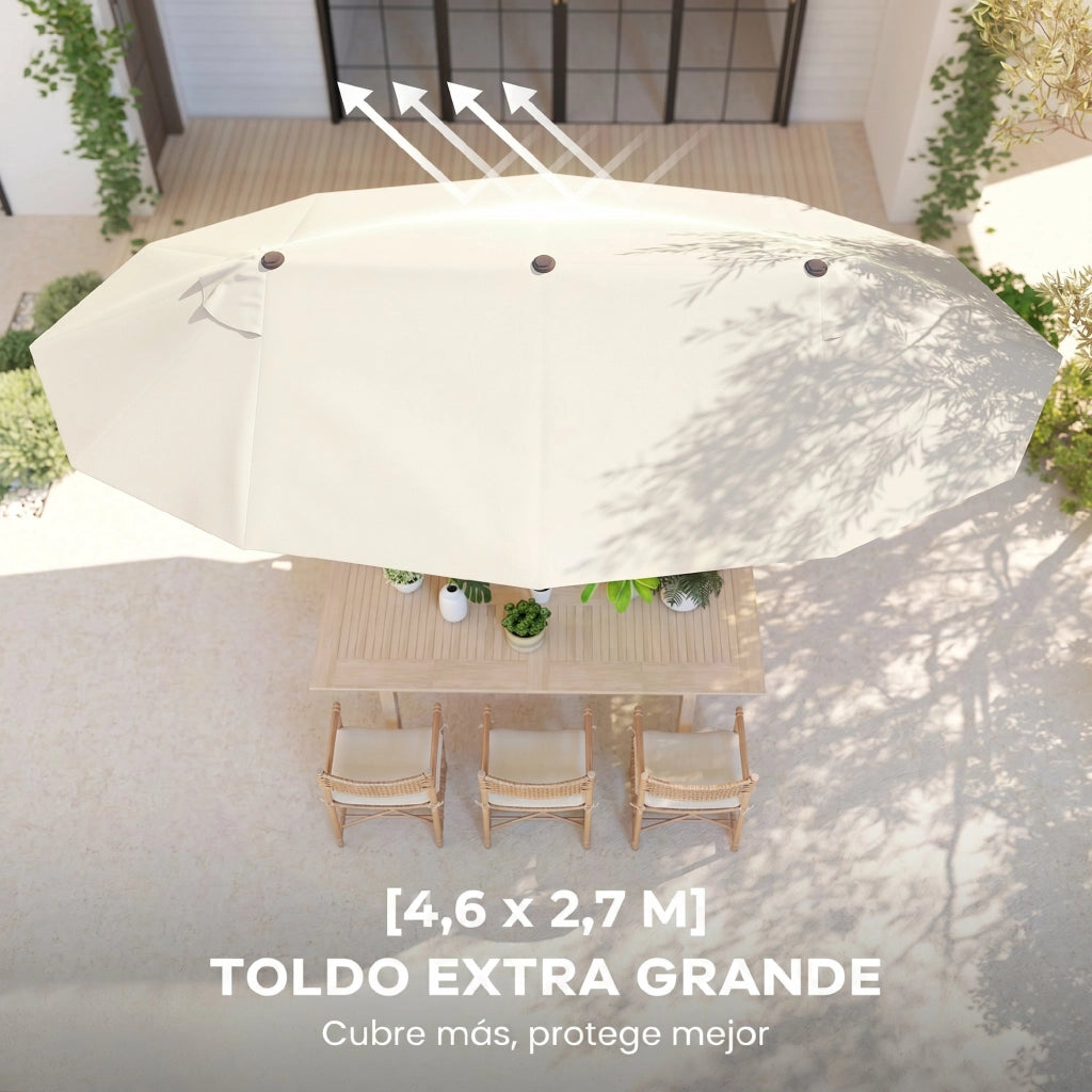 Ombrellone da Giardino con Manovella ¨C zephmum ¨C 460x270x240 cm Beige