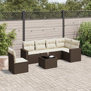 vidaXL Set Divano da Giardino 7pz con Cuscini Marrone in Polyrattan