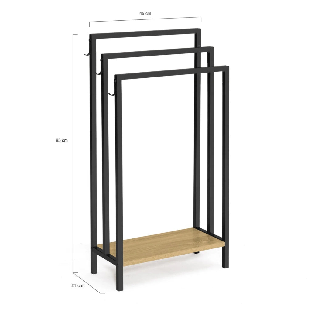 IDMarket - DETROIT Portasciugamani a pavimento a 3 livelli con ripiano dal design industriale
