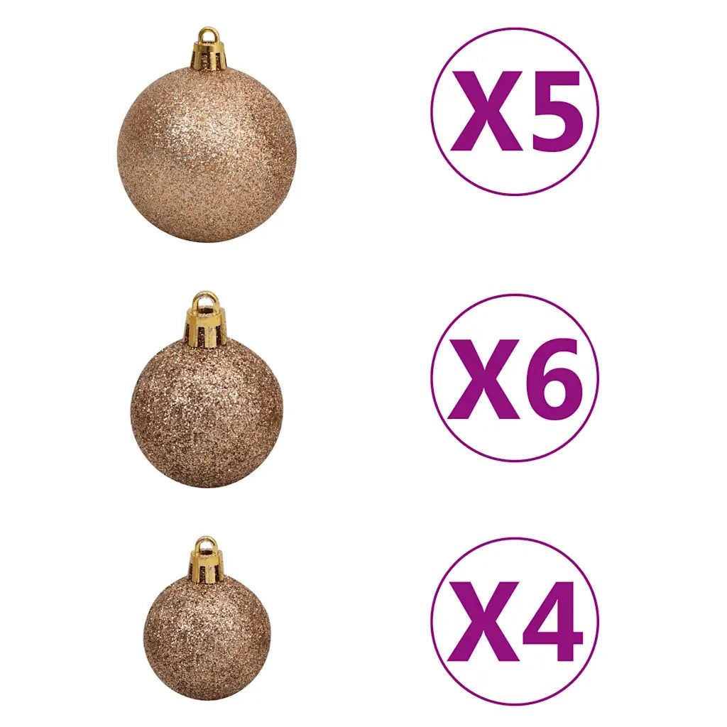 Albero Natale Incernierato con 150 LED e Palline 150 cm 3210098