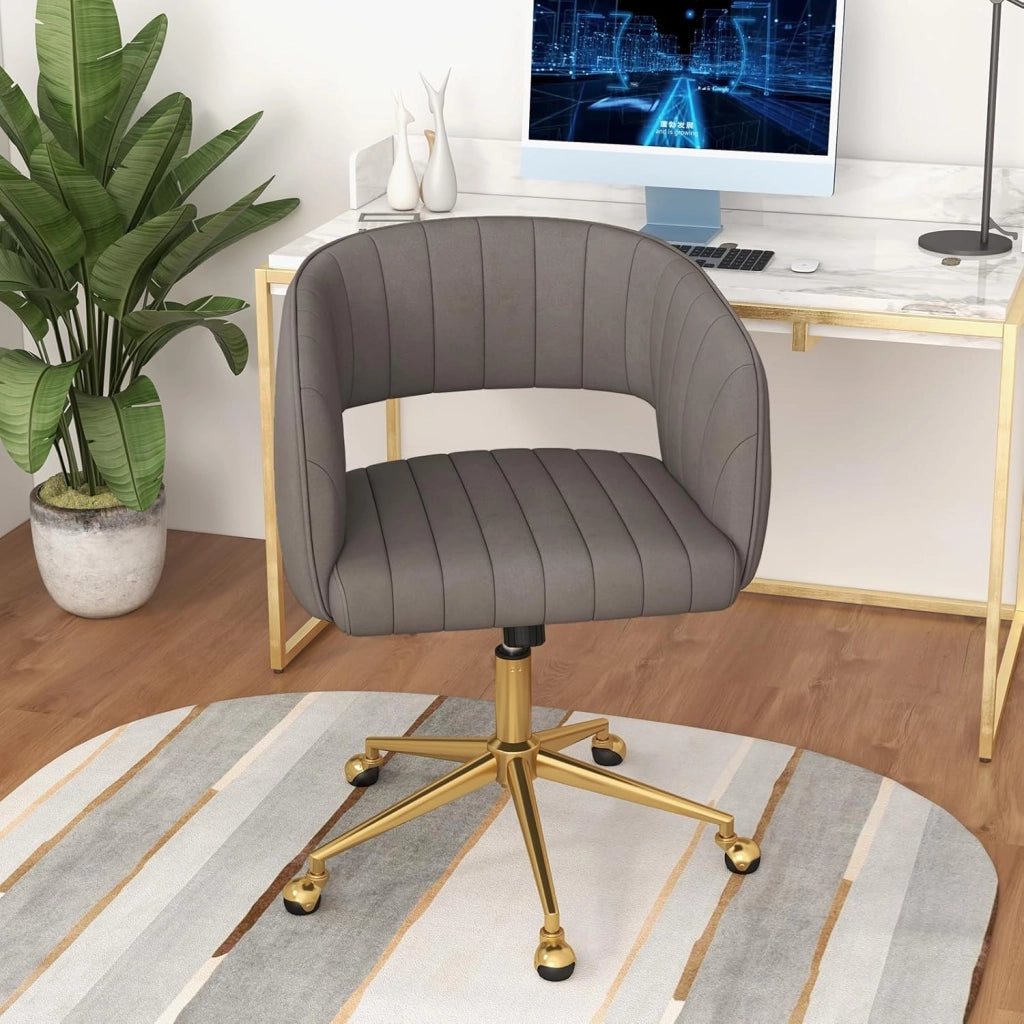 Sedia girevole con ruote, regolabile in altezza, con rivestimento in velluto, girevole a 360°, per studio e ufficio, fino a 150 kg