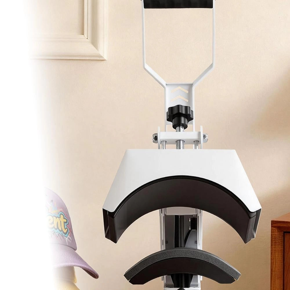 580W Hat Press With Heating Plate (215.9 X 99mm), Temperature And Time Control, Transfer Press For Hats, Caps, Beanies, Headbands, And Face Masks, DIY Heating Press, White