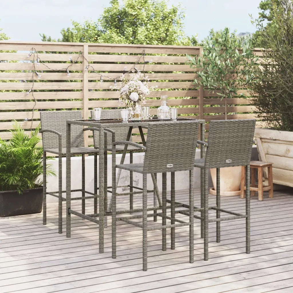 Set da Bar da Giardino 5 pz Grigio in Polyrattan