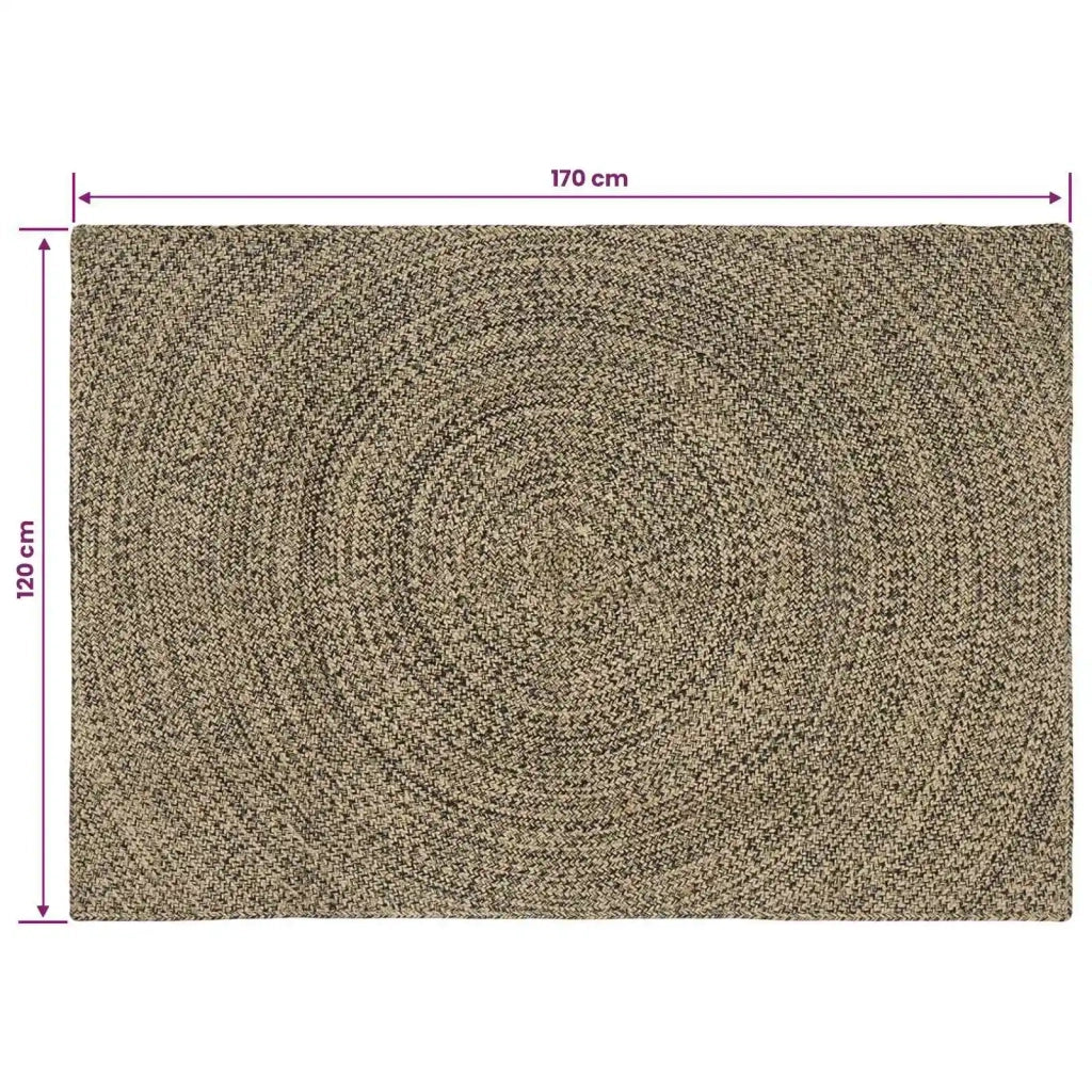 Tappeti per area Naturale e Nero 120 x 170 cm Juta