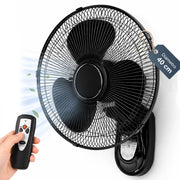 Ventilatore da Parete Ø40 cm con Telecomando Installazione a Muro Silenzioso Nero
