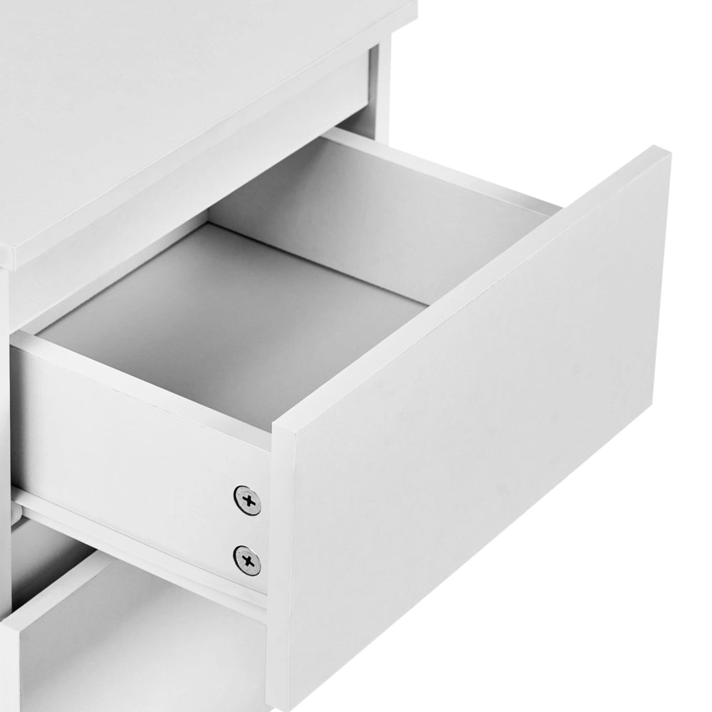 Comodino in truciolato bianco 2 cassetti portaoggetti Design scandinavo Camera da letto