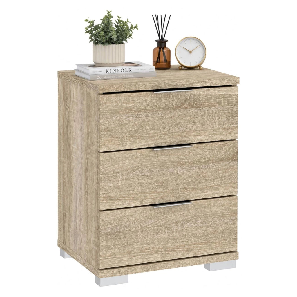 Laharo, Cassettiera 3 Cassetti, 46x42x61h cm Marrone Rovere