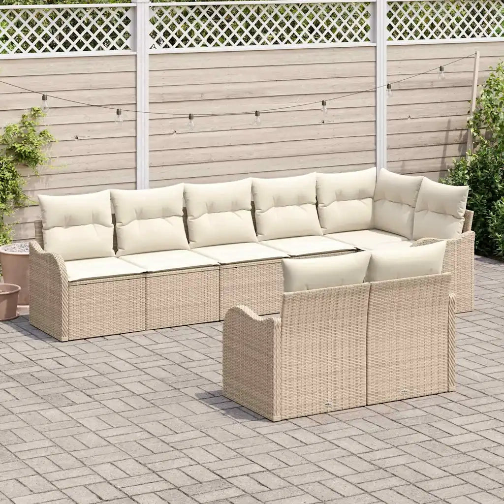 Set Divano da Giardino 8 pcs Beige e Bianco polyrattan 3354420