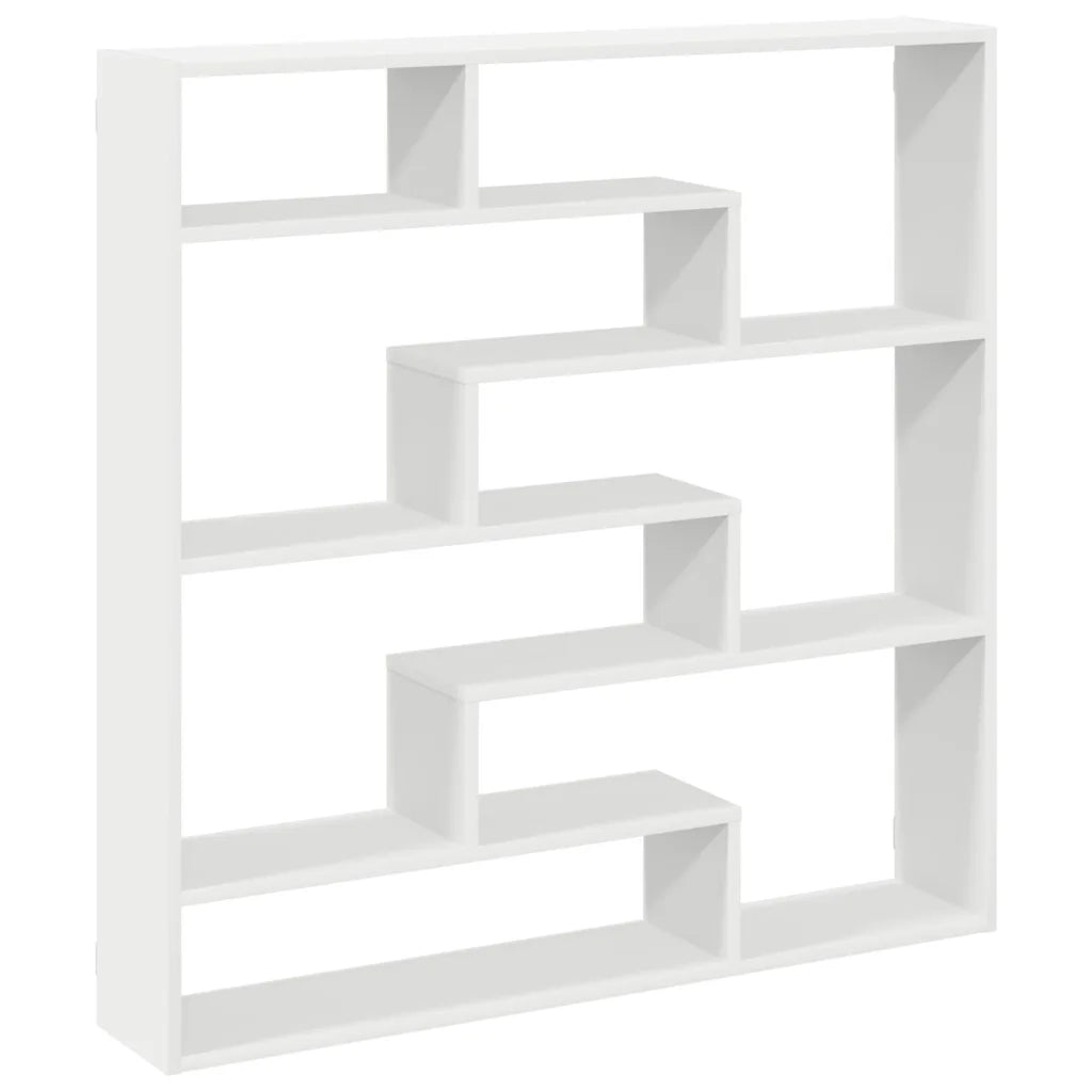 Mensola a Cubo da Parete 7 Scomparti in Truciolato Bianco 860022