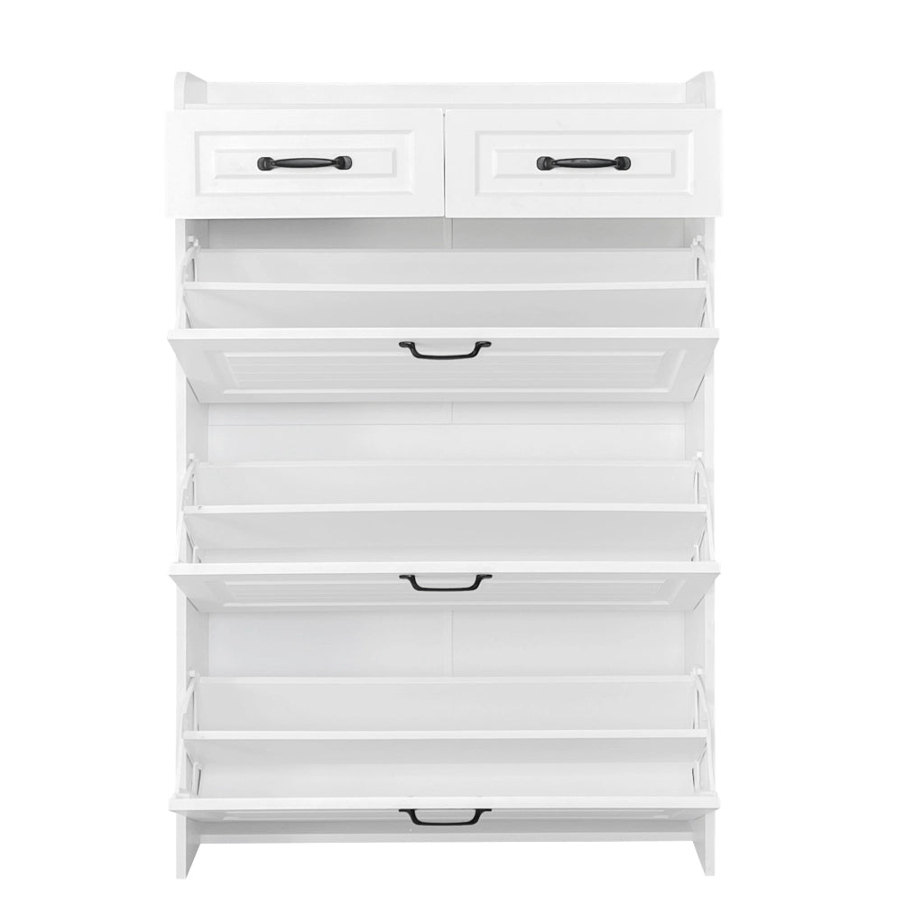Scarpiera con 3 Ante e 2 Cassetti in Legno ¨C MINIMAL ¨C Bianco, 80x23.5x131 cm