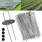 Nietti per prato finto e anti-erbetta - 100 aghi + 16 anelli di chiusura - aghi per prato finto per suolo duro - chiodi per giardino per ancoraggio - Ø3mm - metallo galvanizzato