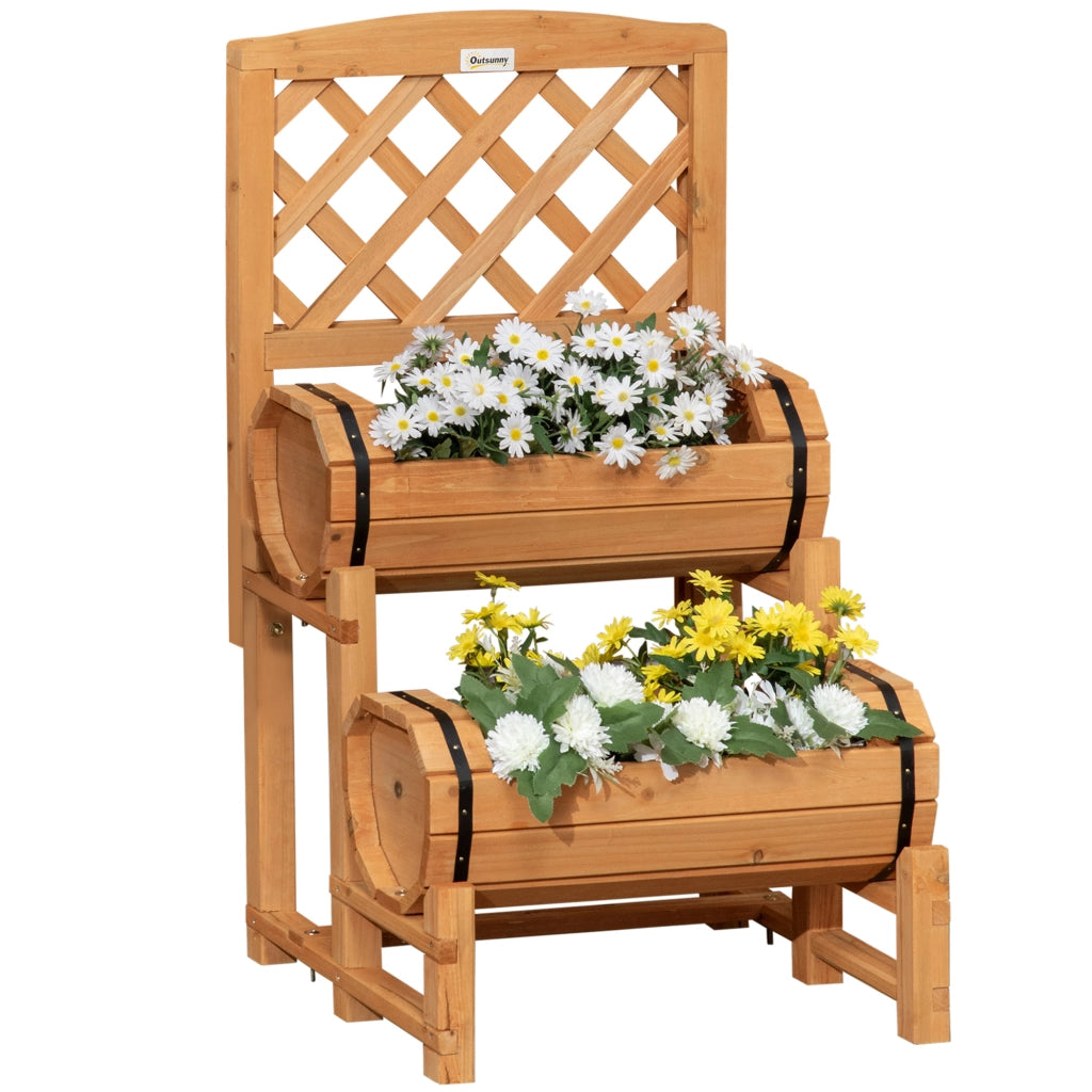 EasyComfort Fioriera da Esterno a Mezza Botte in Legno d'Abete con Design Verticale Rialzato, 45x45x80 cm