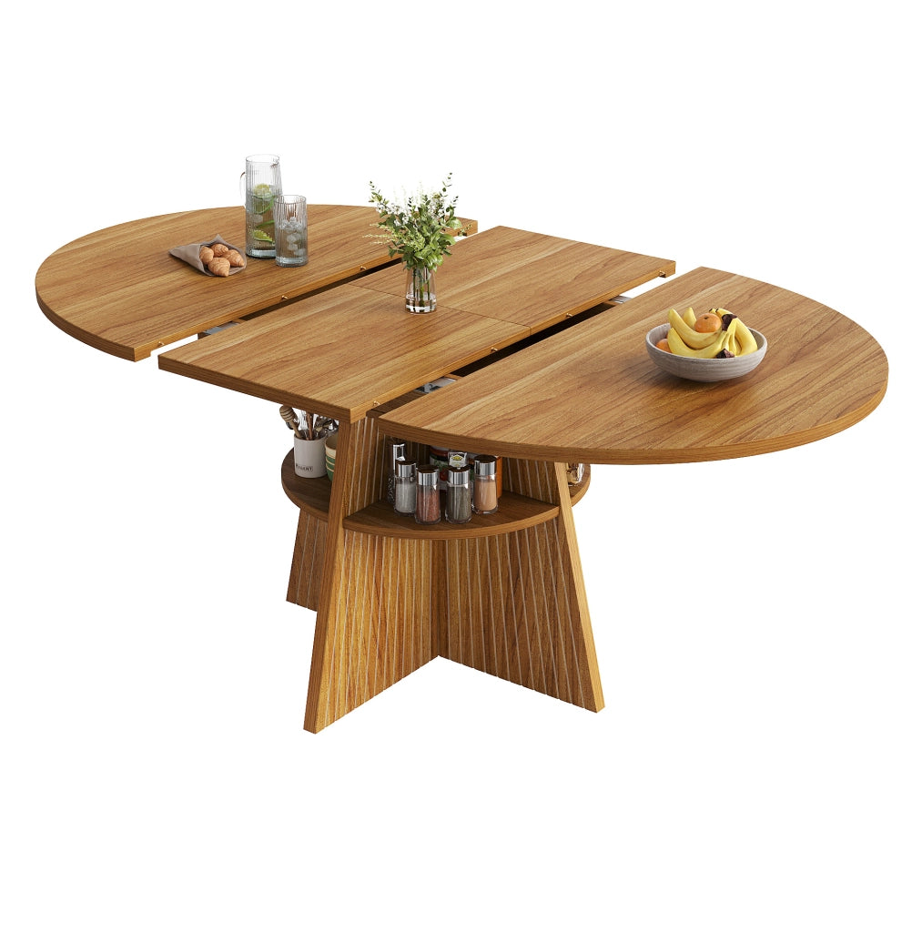 Tavolo da pranzo estensibile rotondo 110-150 cm marrone scuro