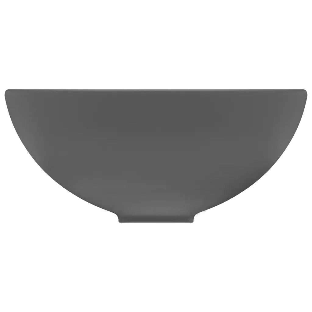 Lavandino Lusso Rotondo Grigio Scuro Opaco 32,5x14 cm Ceramica cod mxl 52309