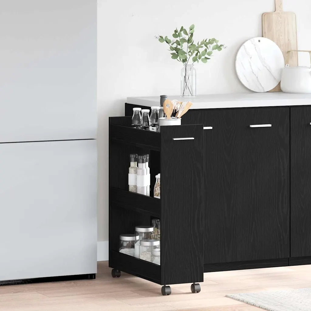 Armadietto con ruota Rovere Nero 60 x 22 x 79 cm 869140