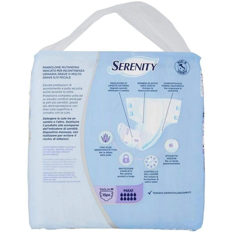SERENITY PANNOLONE MUTANDINA MAXI CON ALOE GIORNO/NOTTE TAGLIA M 15 PZ