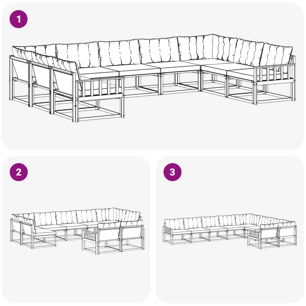 Set di divani da esterno 9 pz Bianco e Nero 3389066